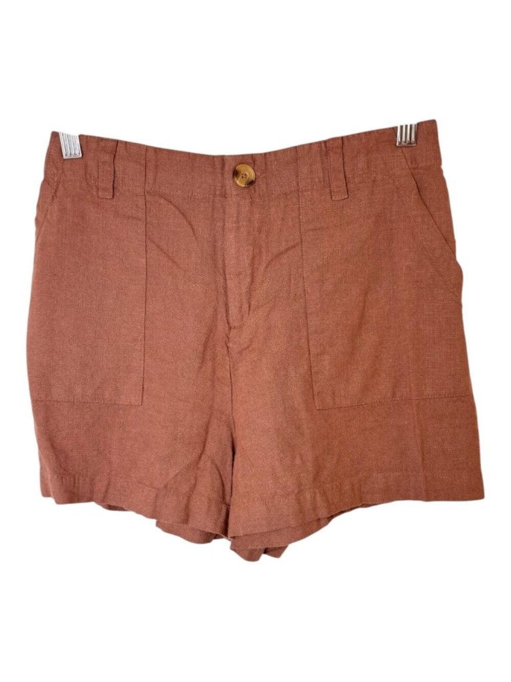 And Now This Brown Linen Blend Pull On Utility Shorts Size Small